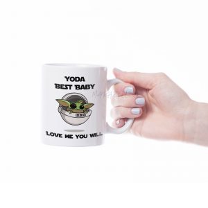 Cană personalizată Baby Yoda, pentru fanii seriei Star Wars