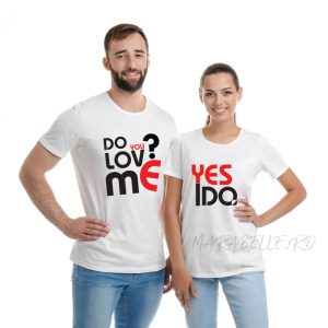 Set tricouri pentru cupluri Do you Love Me