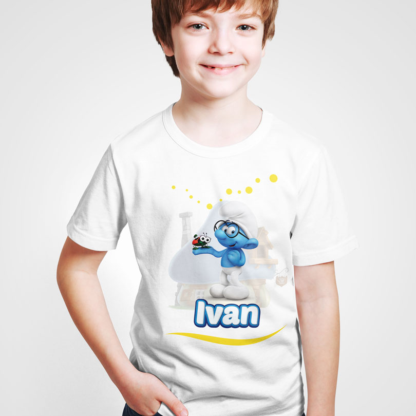 Tricouri personalizate pentru copii, cu Strumfi