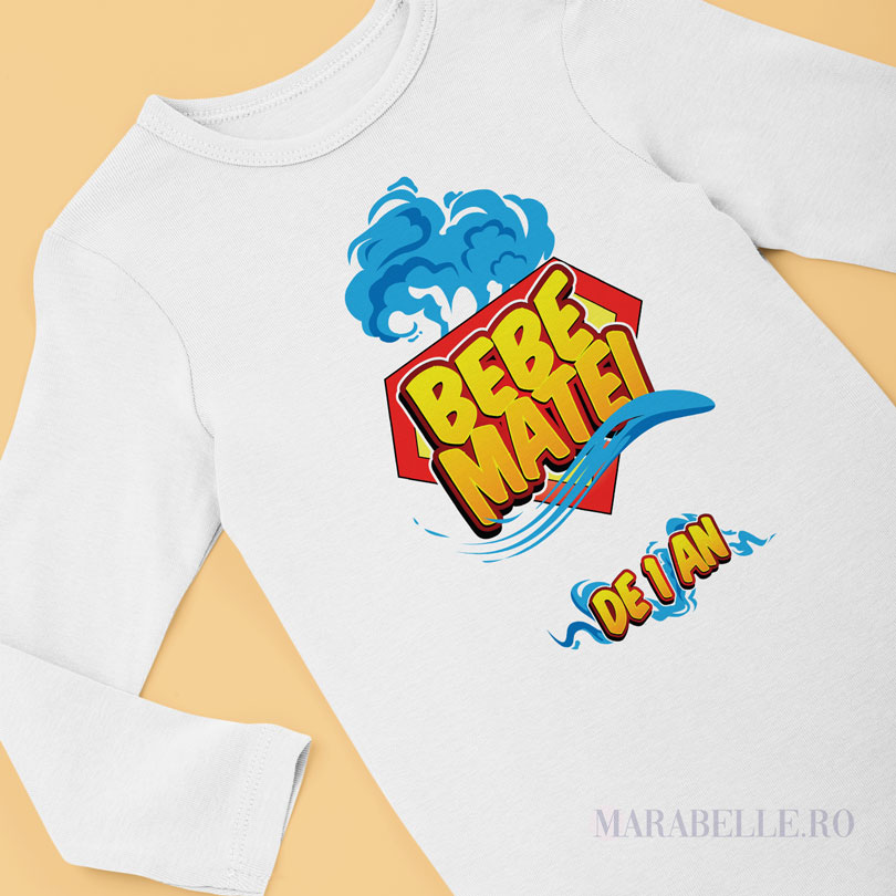 Set de 3 tricouri Super Bebe, pentru tăiere de moţ