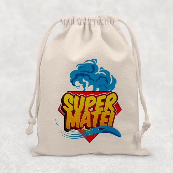 Săculeţ Super Erou personalizat cu nume Săculeţ Super Erou personalizat cu nume