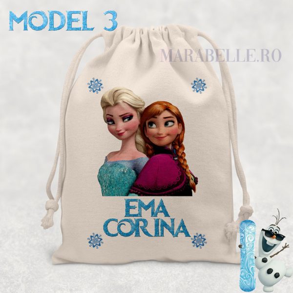 Săculeţ personalizat cu Elsa, textură de canvas, Frozen