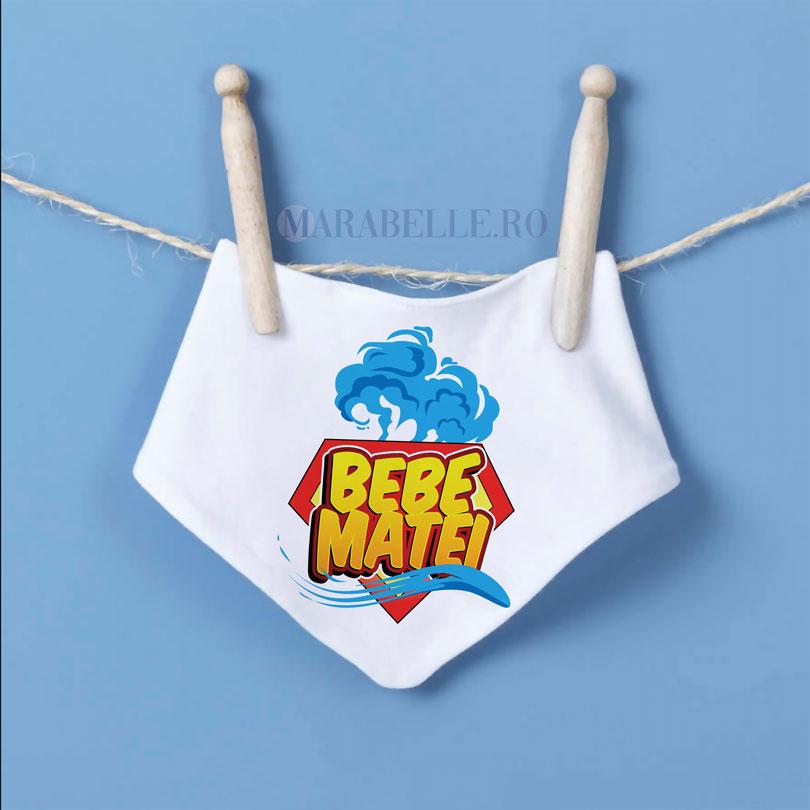 Eşarfă personalizată pentru bebeluşi, Super Bebe