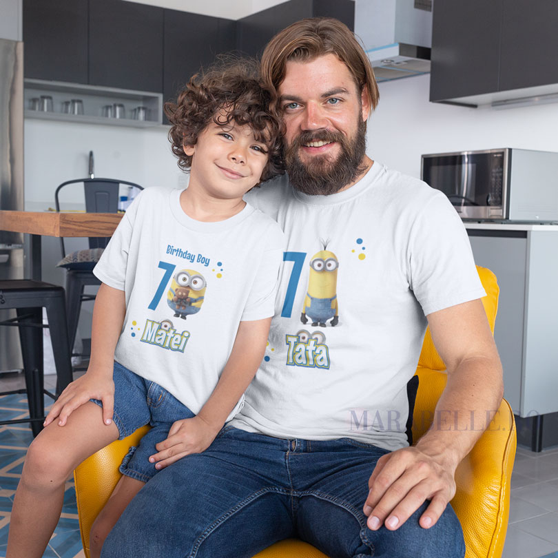 Tricouri aniversare cu Minioni, personalizate pentru orice vârstă