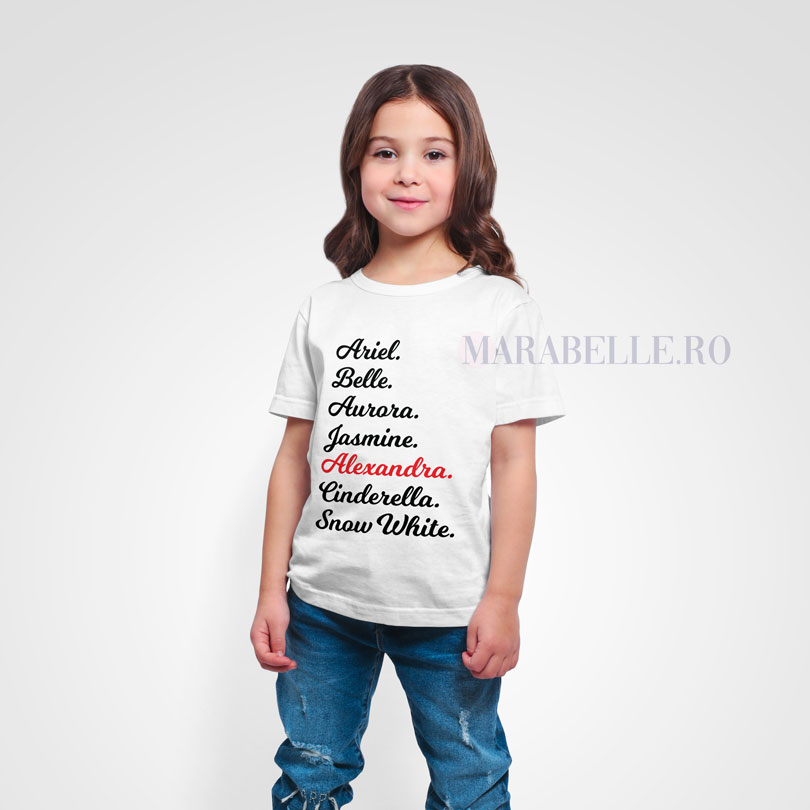Follow us believe Meditative Tricou personalizat cu nume de prinţese, pentru copii ⋆ Marabelle.ro