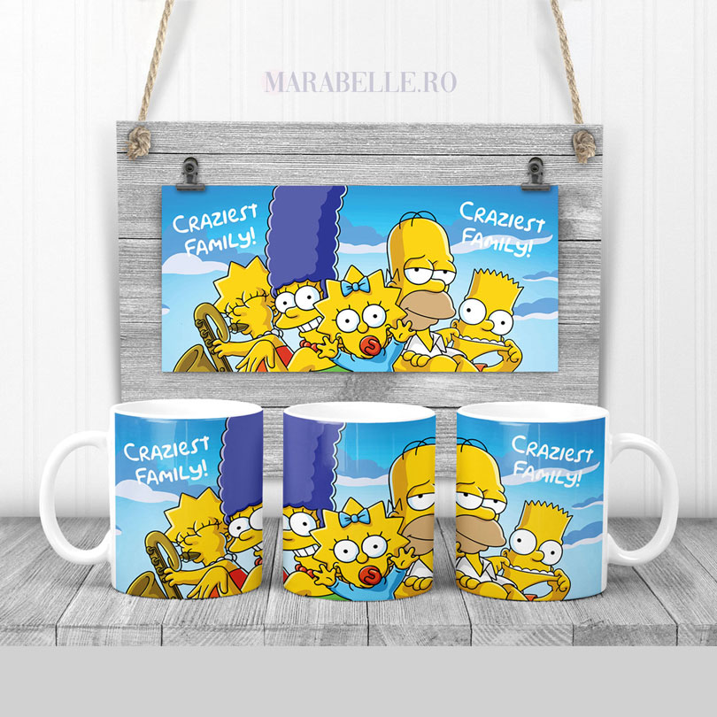 Cană cadou personalizată cu Familia Simpson