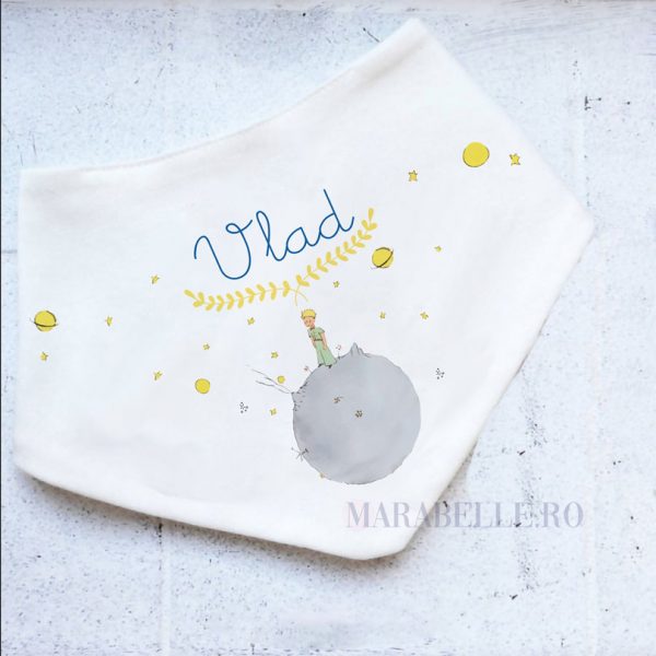 Eşarfă cu Micul Prinţ, personalizată cu nume Eşarfă cu Micul Prinţ, personalizată cu nume
