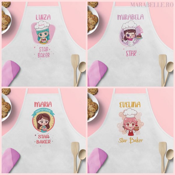 Şorţ personalizat pentru fetiţe Star Baker, 5 variante Şorţ personalizat pentru fetiţe Star Baker, 5 variante