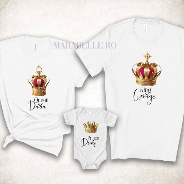 Set de 3 tricouri Royal Crowns personalizate cu nume Set de 3 tricouri Royal Crowns personalizate cu nume