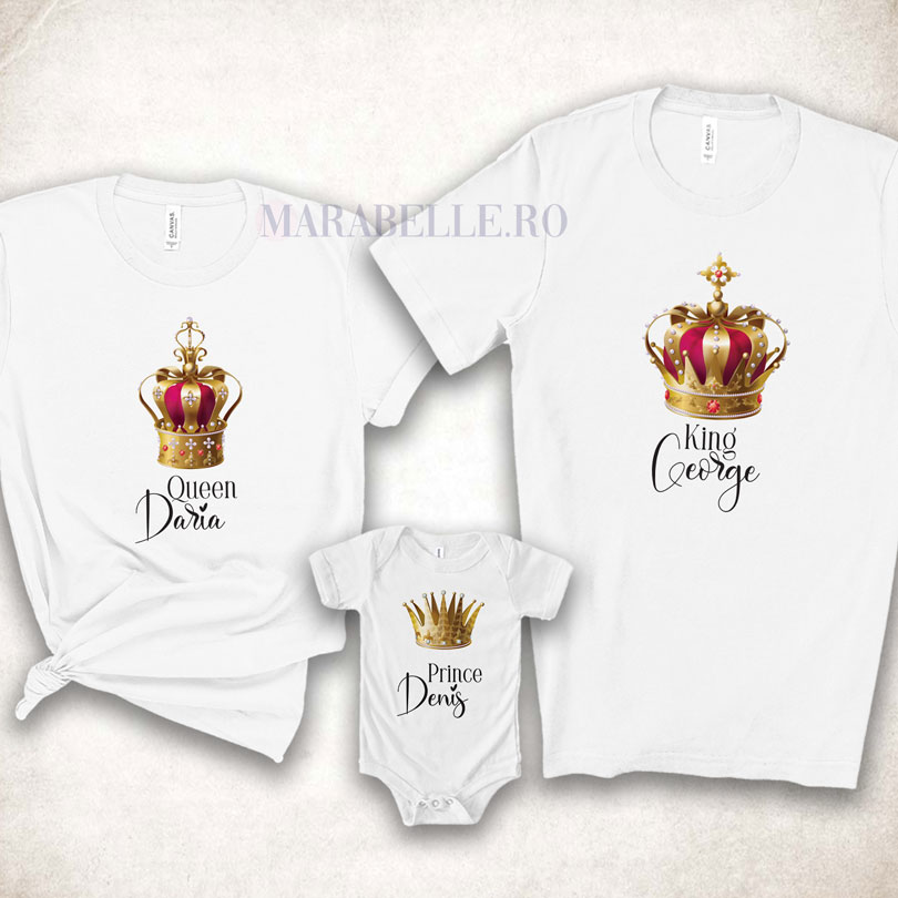 Set de 3 tricouri Royal Crowns personalizate cu nume