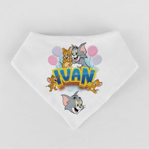 Eşarfă cadou pentru copii, personalizată cu Tom Şi Jerry