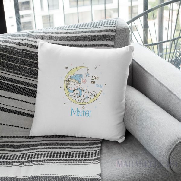 Pernă pentru băieţi personalizată cu nume, Sleep My Boy Pernă pentru băieţi personalizată cu nume, Sleep My Boy