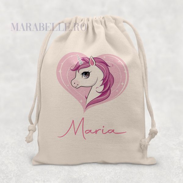 Sacoşică personalizată cu Unicorn şi nume Sacoşică personalizată cu Unicorn şi nume