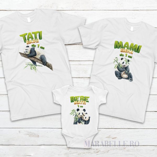 Set de tricouri cu body Panda Set de tricouri cu body Panda