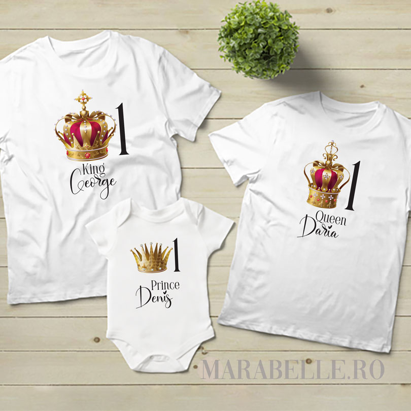 Set pentru tăiere de moţ, 2 tricouri şi body cu tematica Royal