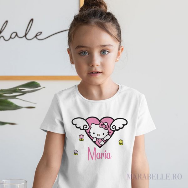Tricou personalizat cu Hello Kitty, pentru fetiţe