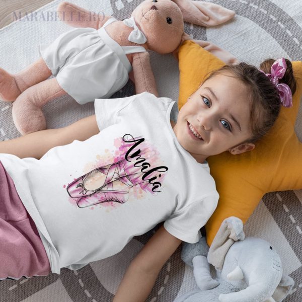 Tricou personalizat cu Poante Balet, pentru fetiţe Tricou personalizat cu Poante Balet, pentru fetiţe