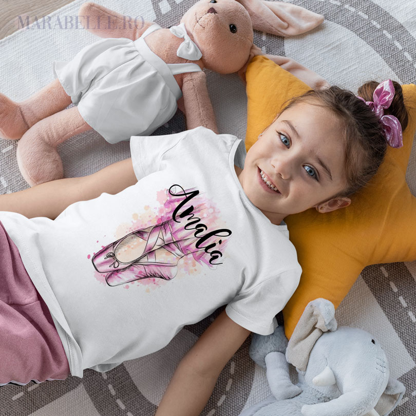 Tricou personalizat cu Poante Balet, pentru fetiţe