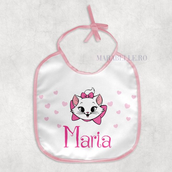 Baveţică personalizată cu pisicuţa Marie Baveţică personalizată cu pisicuţa Marie