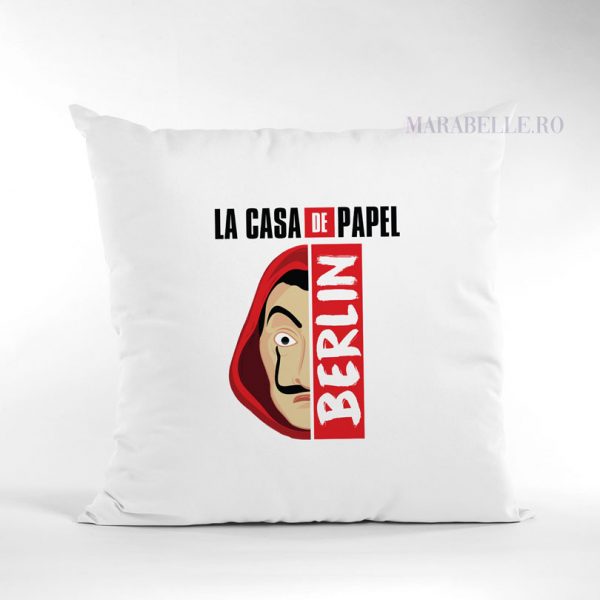 Pernă cadou personalizată La Casa De Papel Pernă cadou personalizată La Casa De Papel