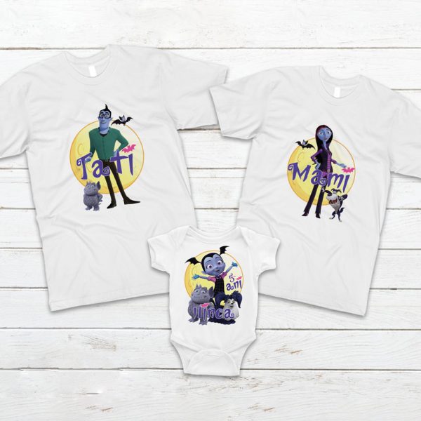 Set de tricouri cu Vampirina, personalizabile şi pentru tăiere de moţ Set de tricouri cu Vampirina, personalizabile şi pentru tăiere de moţ