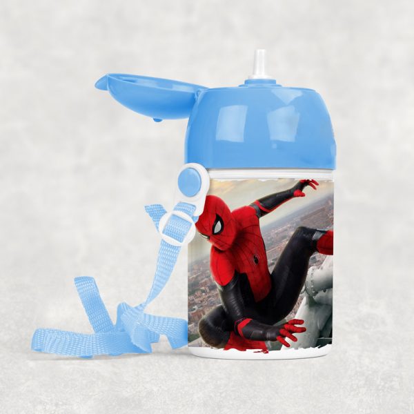 Sticluţă cu pai cu Spiderman, personalizată cu nume Sticluţă cu pai cu Spiderman, personalizată cu nume