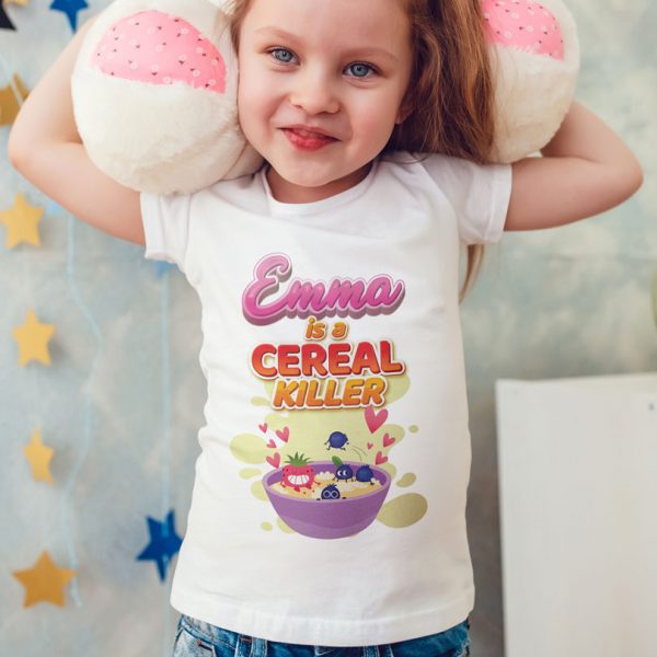 Tricouri pentru copii Is A Cereal Killer, personalizate cu nume Tricouri pentru copii Is A Cereal Killer, personalizate cu nume