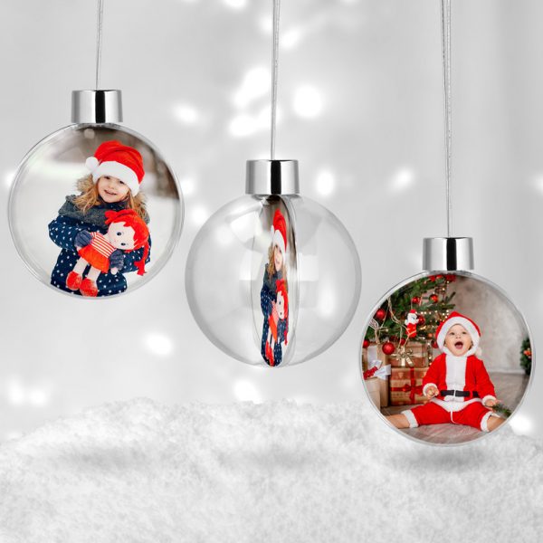 Glob de Crăciun personalizat cu poză, formă rotundă Glob de Crăciun personalizat cu poză, formă rotundă