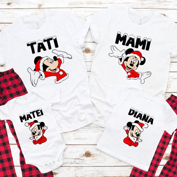 Crăciun cu Mickey Mouse, set de tricouri Disney pentru întreaga familie