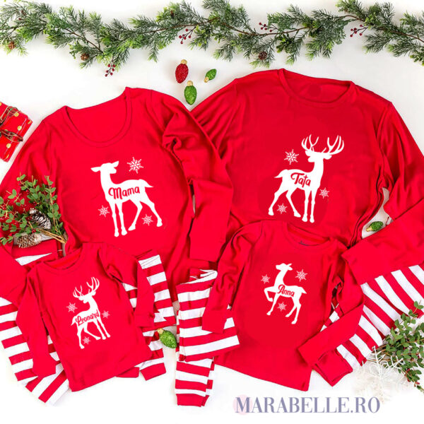 Tricouri cu Reni pentru Crăciun, cu mânecă lungă, culoare roşie
