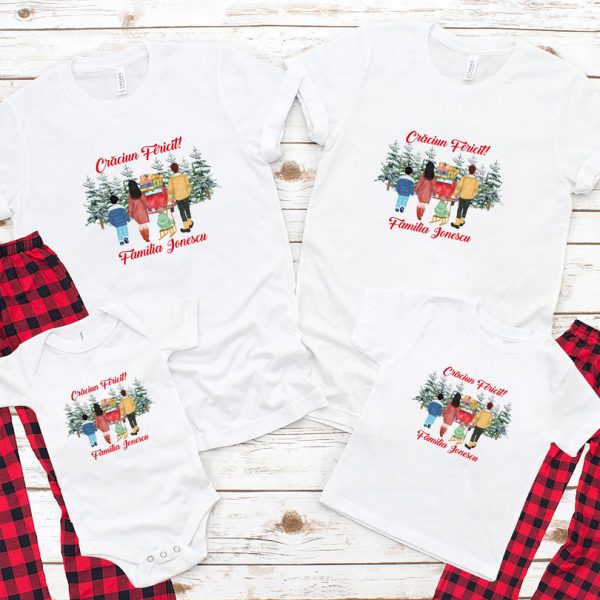Tricouri de Crăciun personalizate cu silueta membrilor familiei