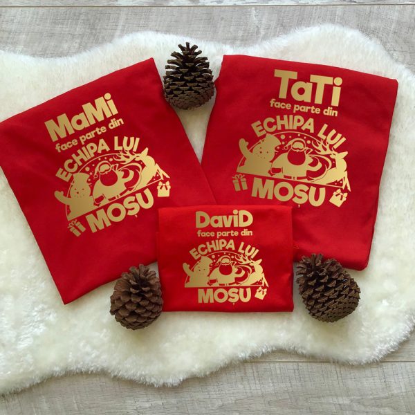 Tricouri Echipa lui Moşu Tricouri Team Santa pentru cel mai fericit Crăciun, mânecă lungă