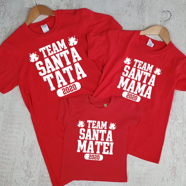 Tricouri Team Santa, cu mânecă lungă, personalizate