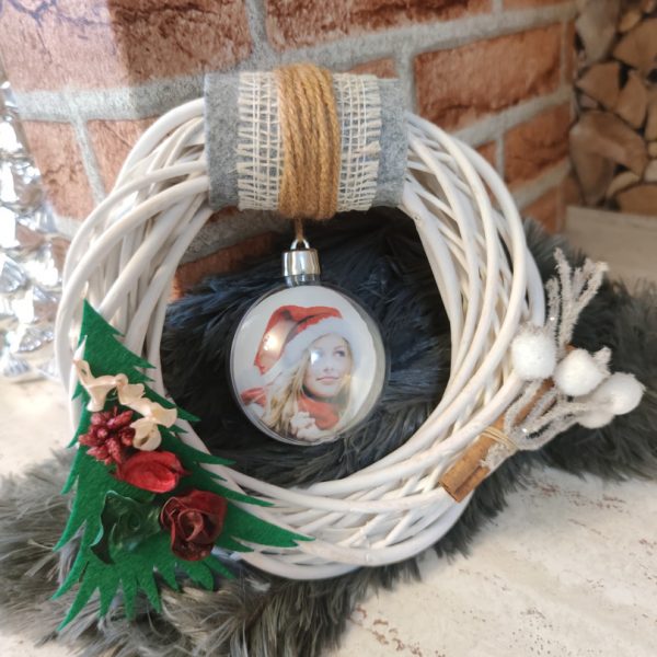 Glob personalizat în decor coroniţă, personalizat cu poză, Crăciun Glob personalizat în decor coroniţă, personalizat cu poză, Crăciun
