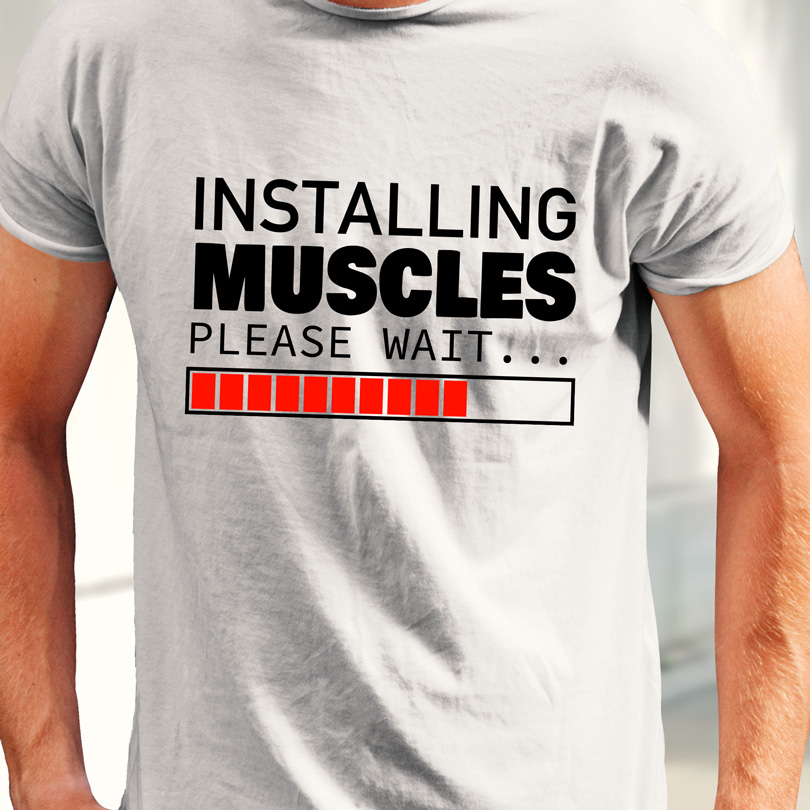 Tricou pentru sală Installing Muscles Please Wait
