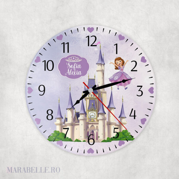 Ceas cu Prinţesa Sofia personalizat cu nume Ceas cu Prinţesa Sofia personalizat cu nume