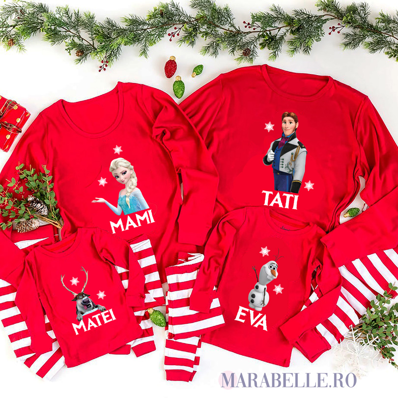 Tricouri cu Elsa pentru Crăciun, culoare roşie, mânecă lungă